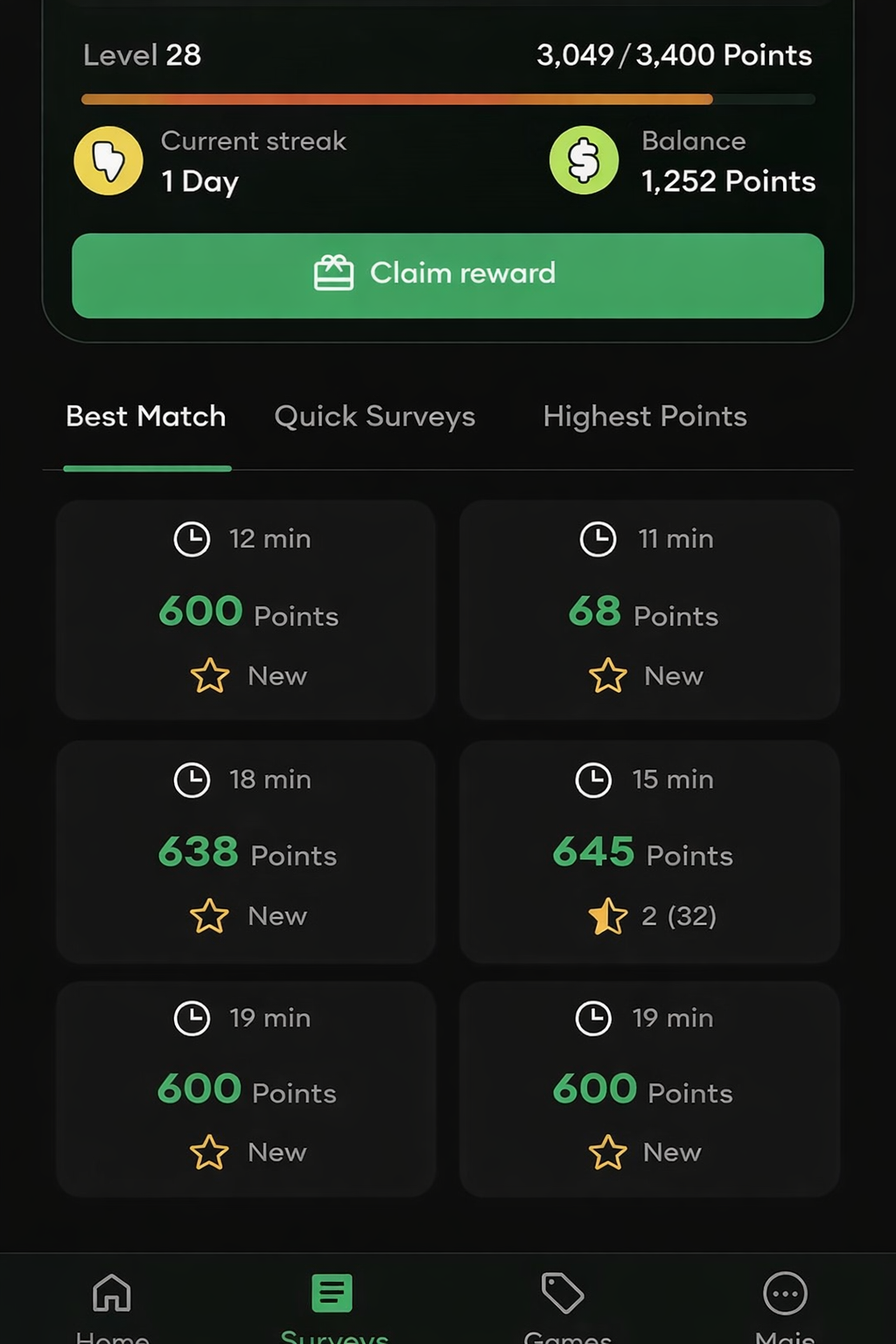 Interface de Ganhos Confirmados Renda Fácil Net
