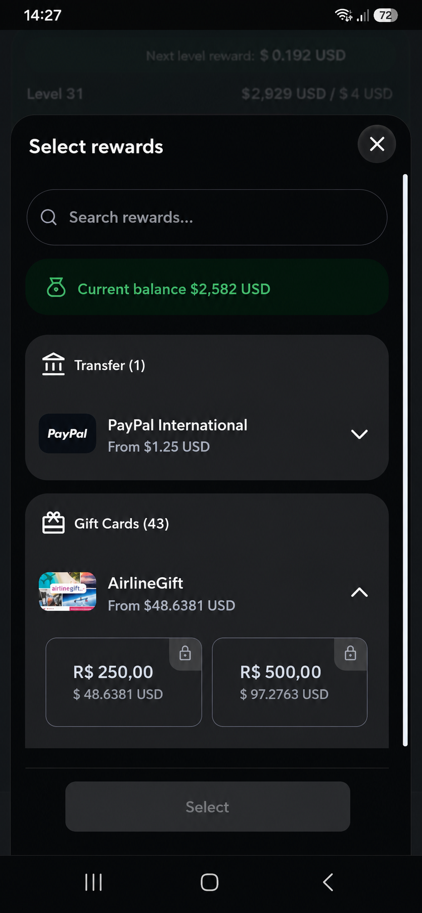 Interface de Ganhos Confirmados Renda Fácil Net